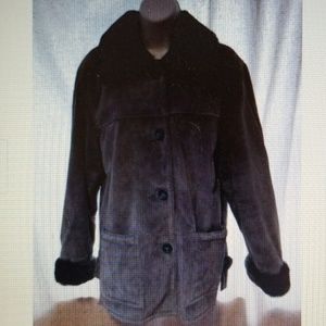 Blue Leather Suede Faux Fur XS Coat